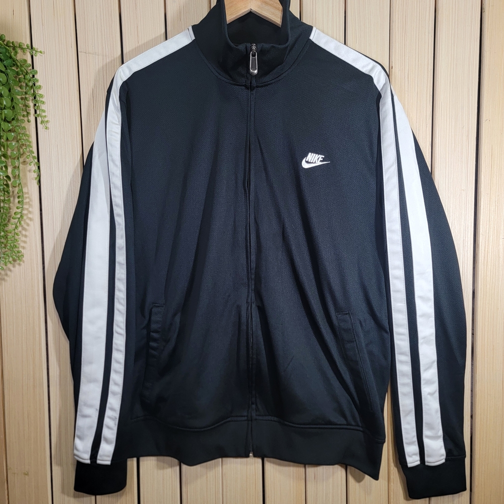 Nike Jacket Black with White Stripes. Zip-up Track Jacket